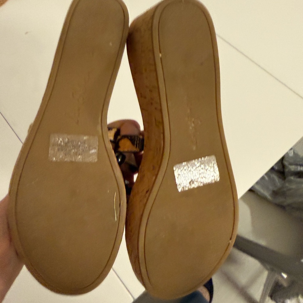 Sam Edelman Animal Print Cork Wedges - Picture 4 of 5